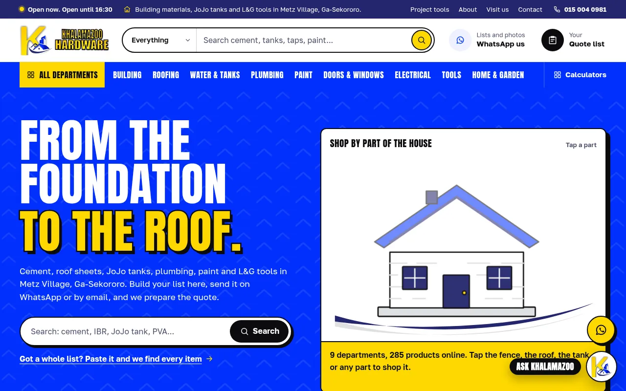 Screenshot of khalamazoo.adibdemos.co.za