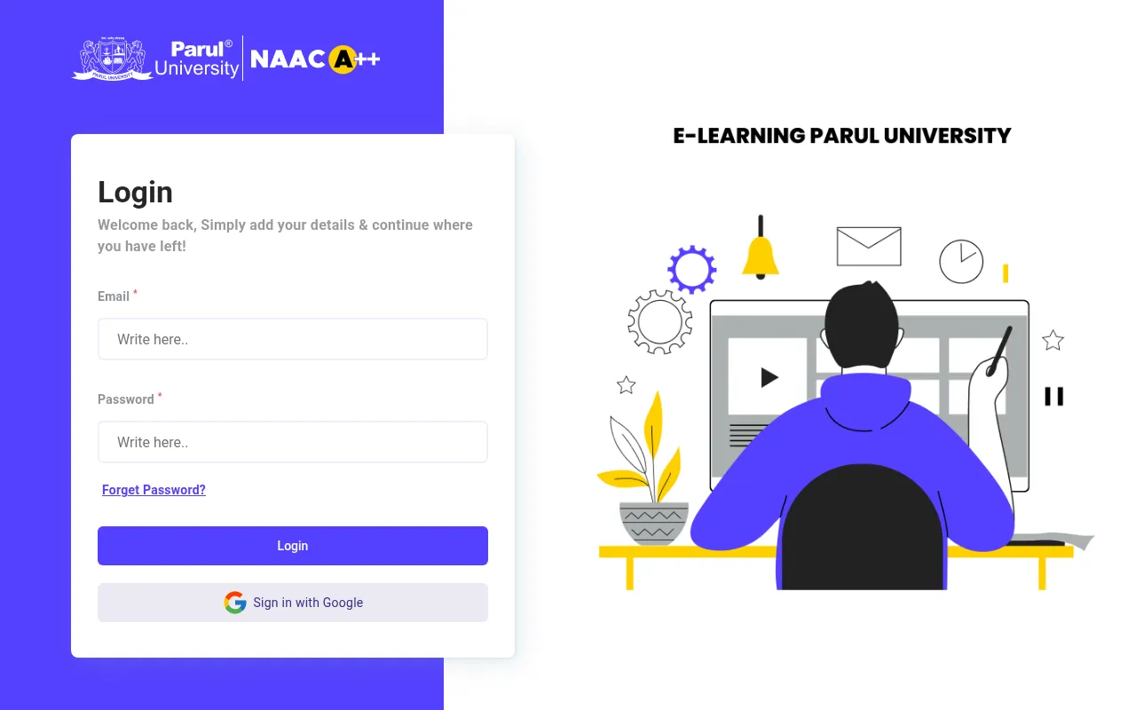 Screenshot of elearning.paruluniversity.ac.in