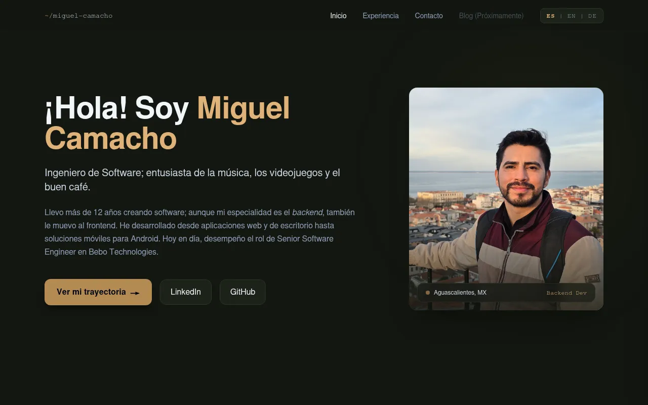 Screenshot of miguelcamacho.mx