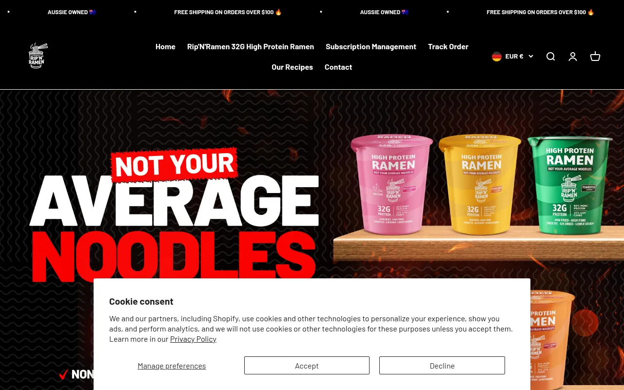 Screenshot of ripnramen.com