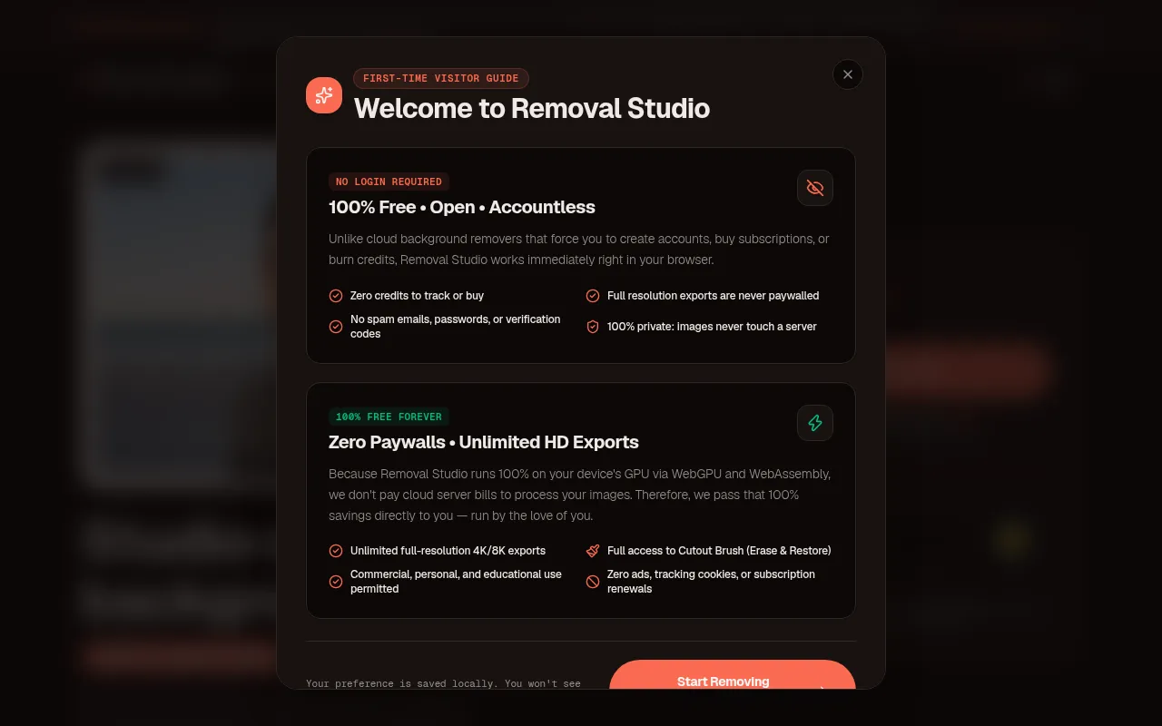 Screenshot of removal.ai.studio