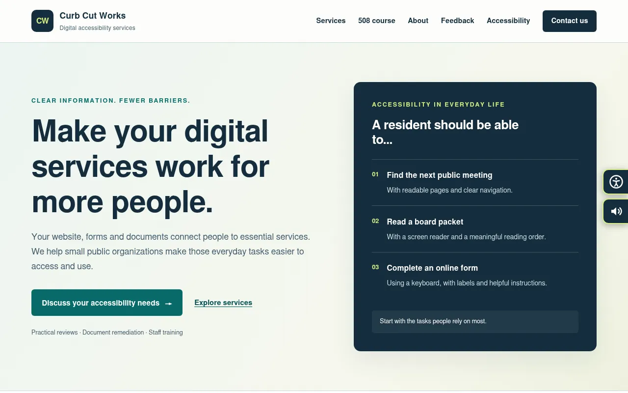 Screenshot of curbcutworks.com