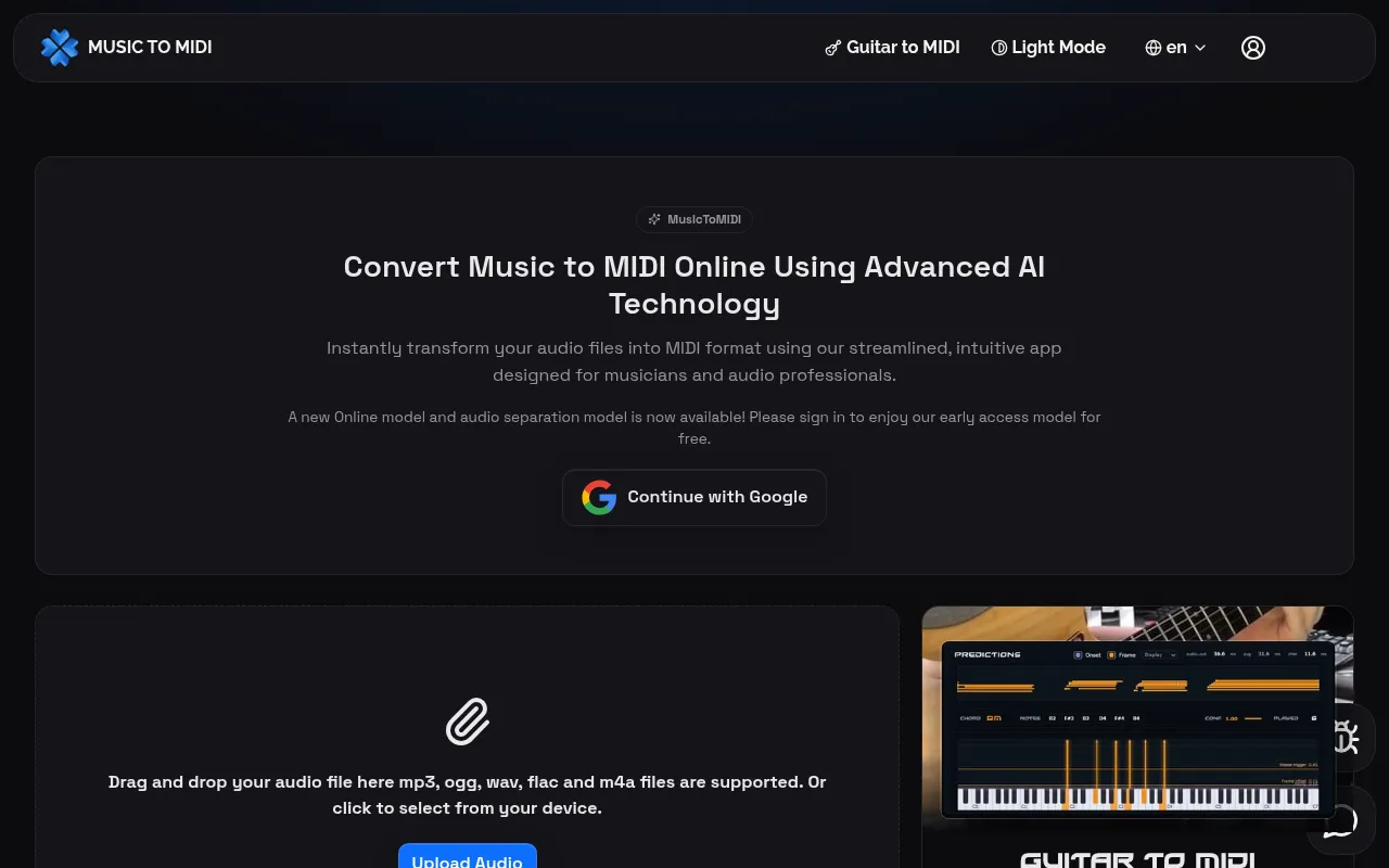 Screenshot of musictomidi.com