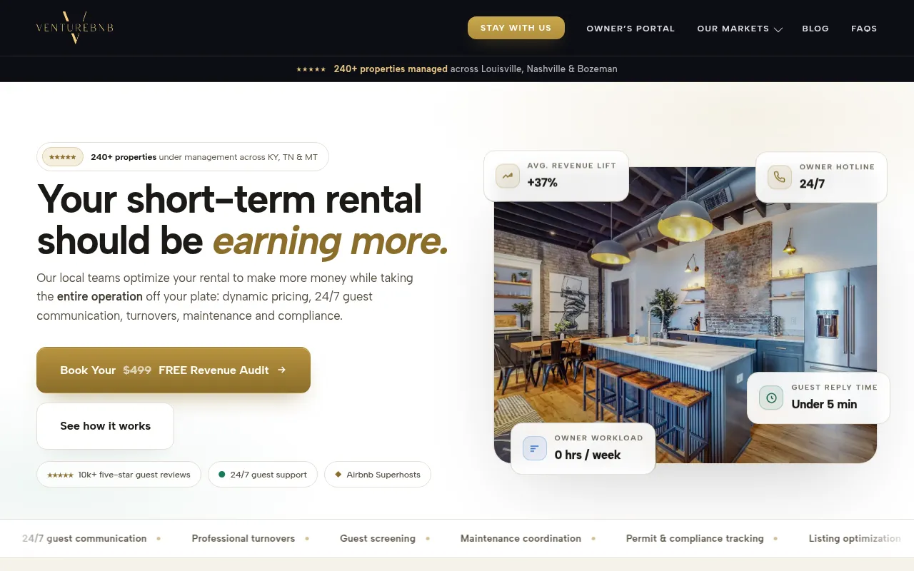 Screenshot of venturebnb.com