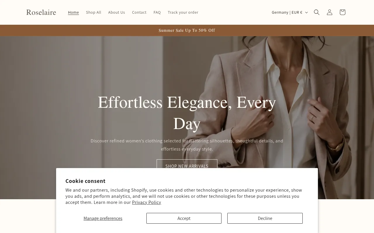 Screenshot of roselaire.com