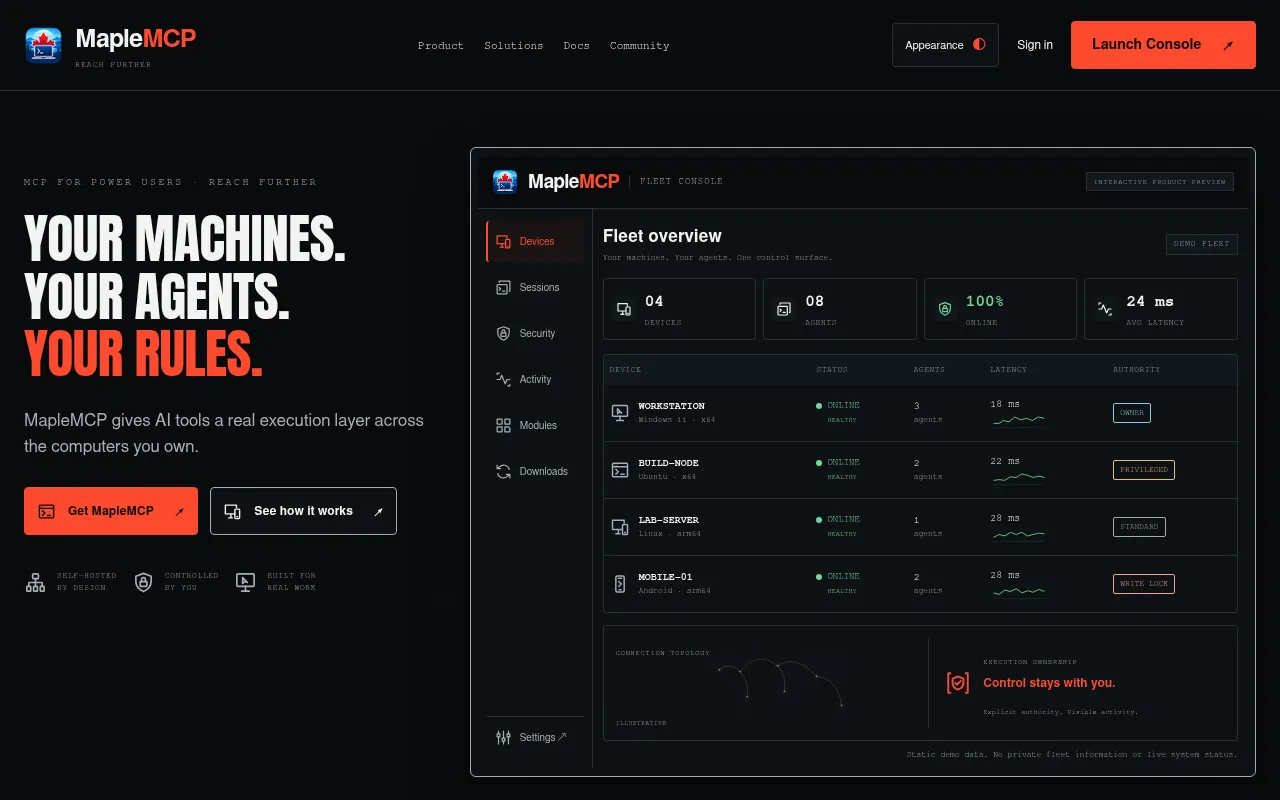 Screenshot of maplemcp.ca