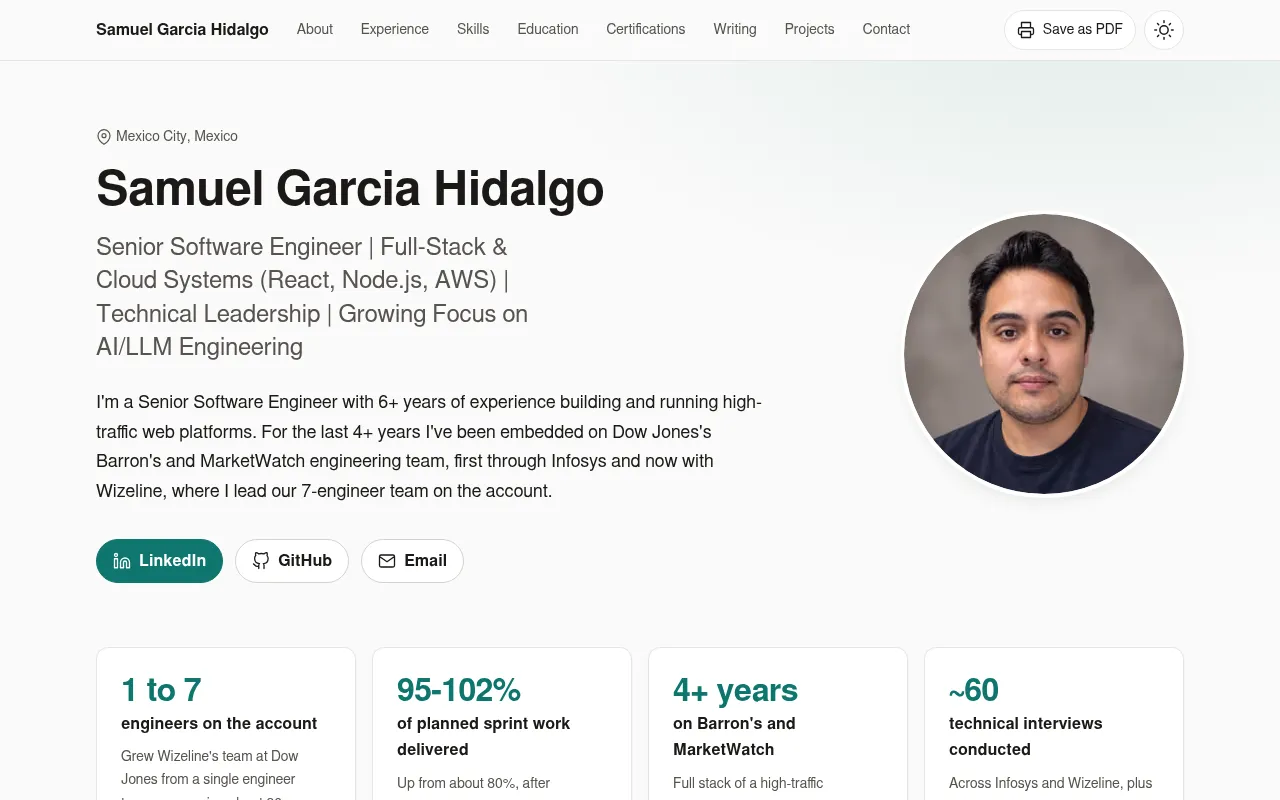 Screenshot of samuel8413.github.io