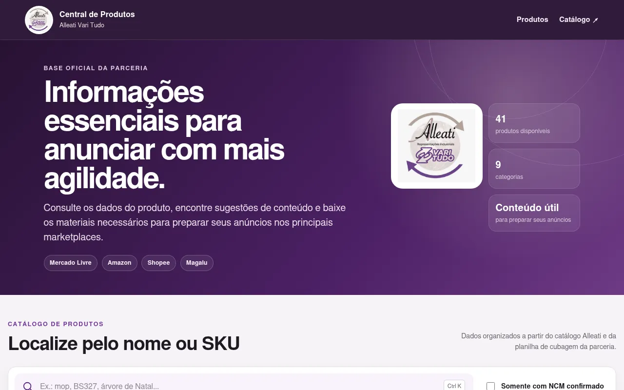 Screenshot of centraldeprodutos.online