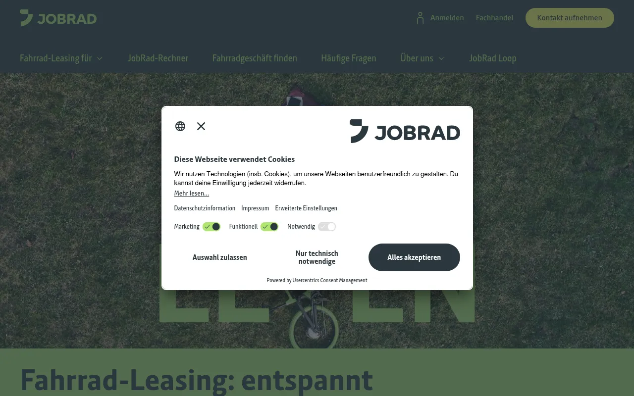 Screenshot of jobrad.org