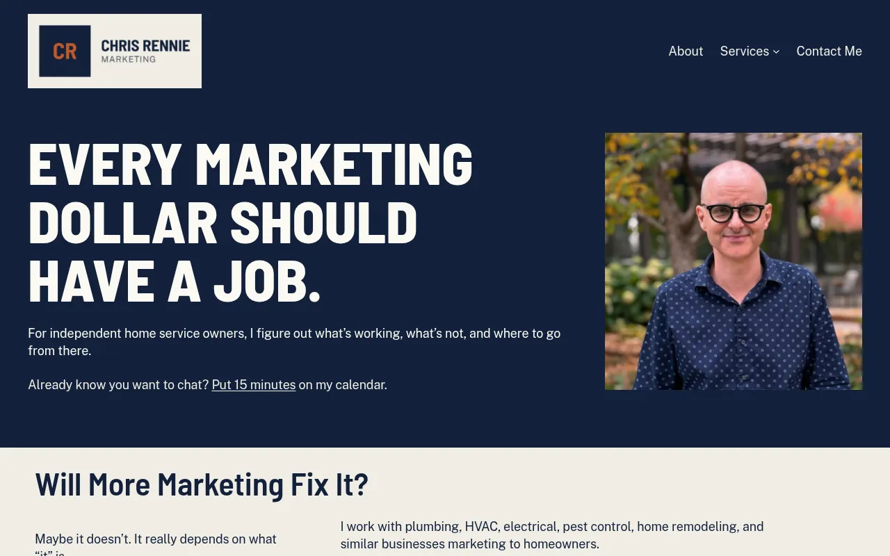 Screenshot of chrisrenniemarketing.com