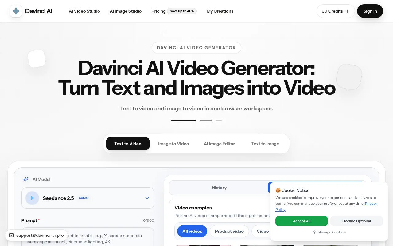 Screenshot of davinci-ai.pro