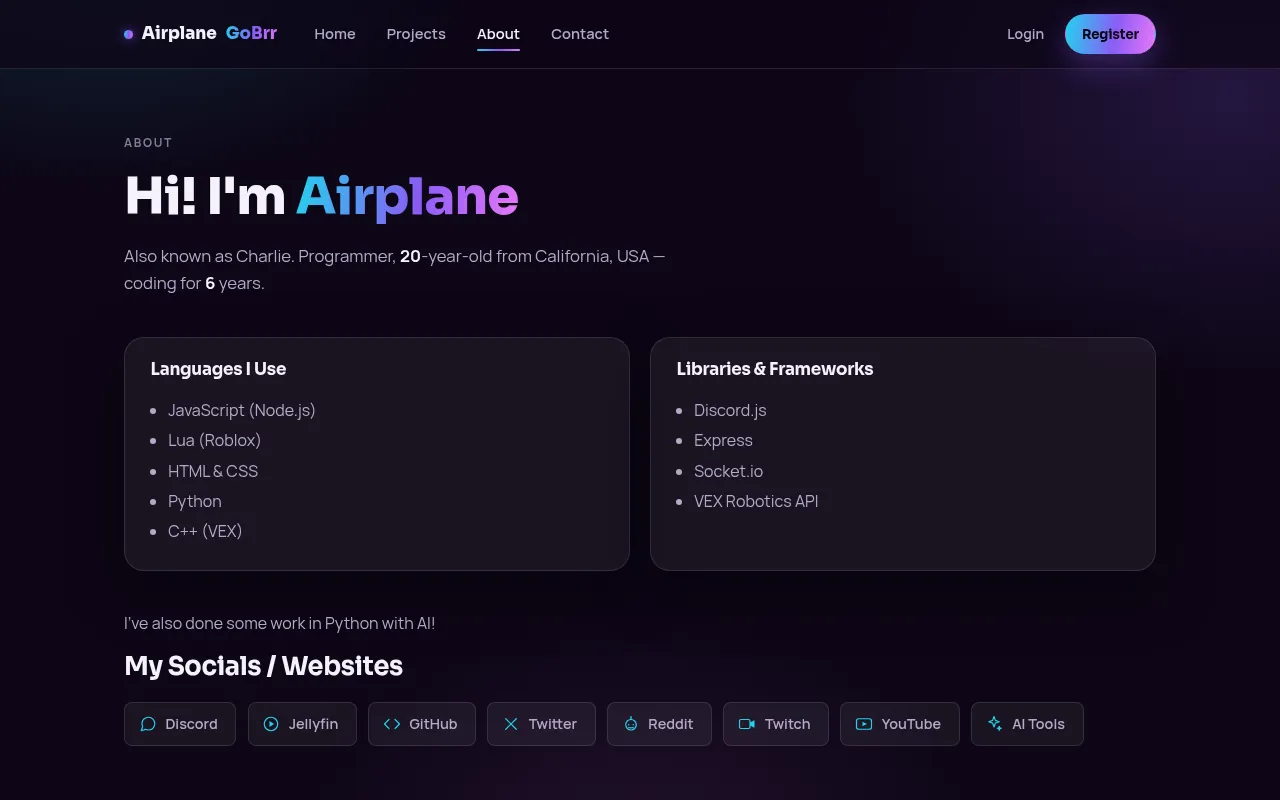 Screenshot of airplanegobrr.xyz