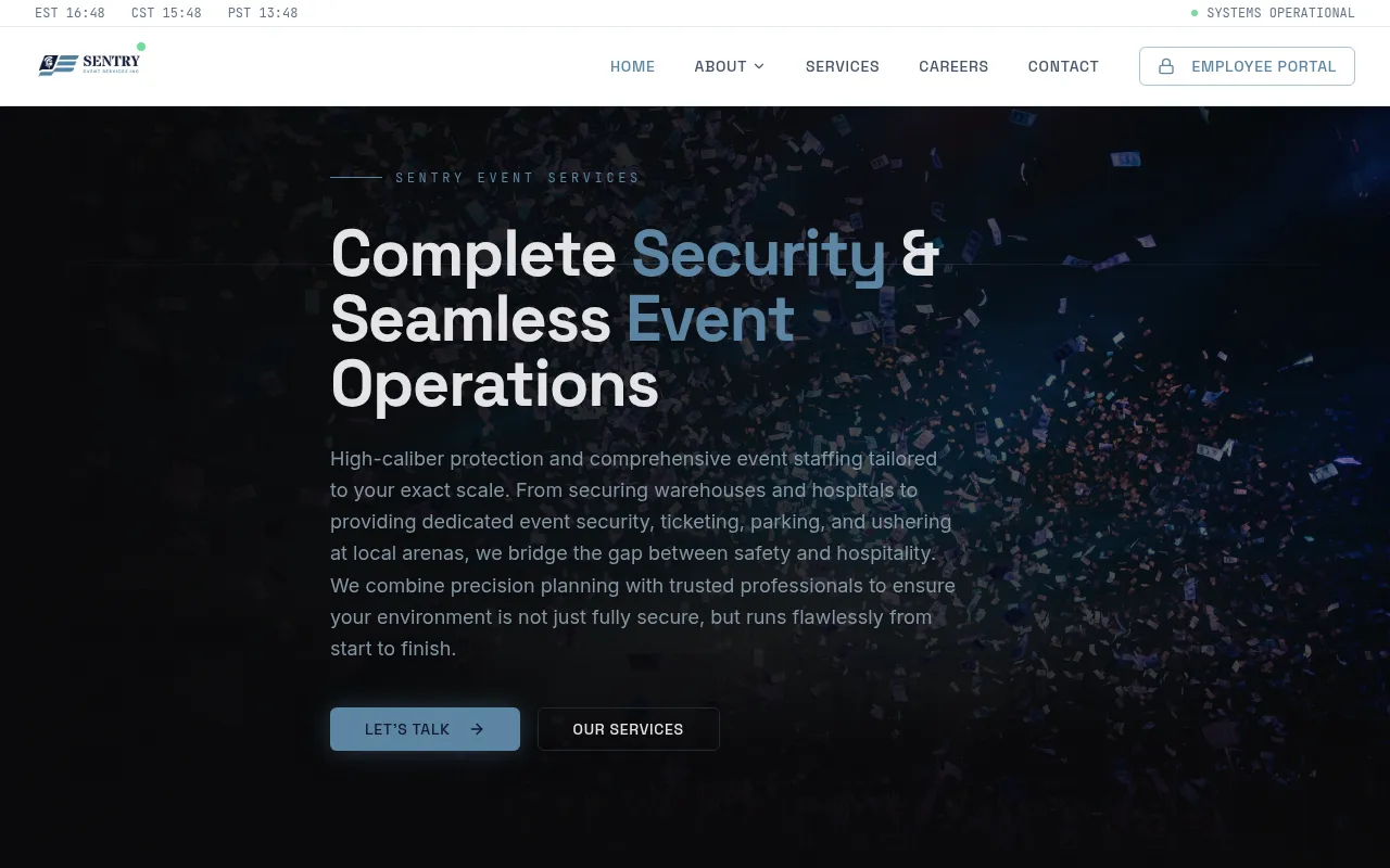 Screenshot of sentryeventservices.com