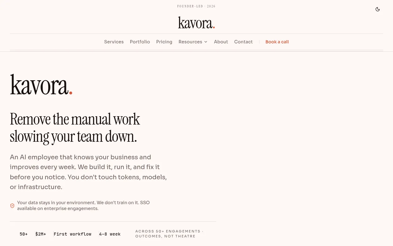 Screenshot of kavora.systems