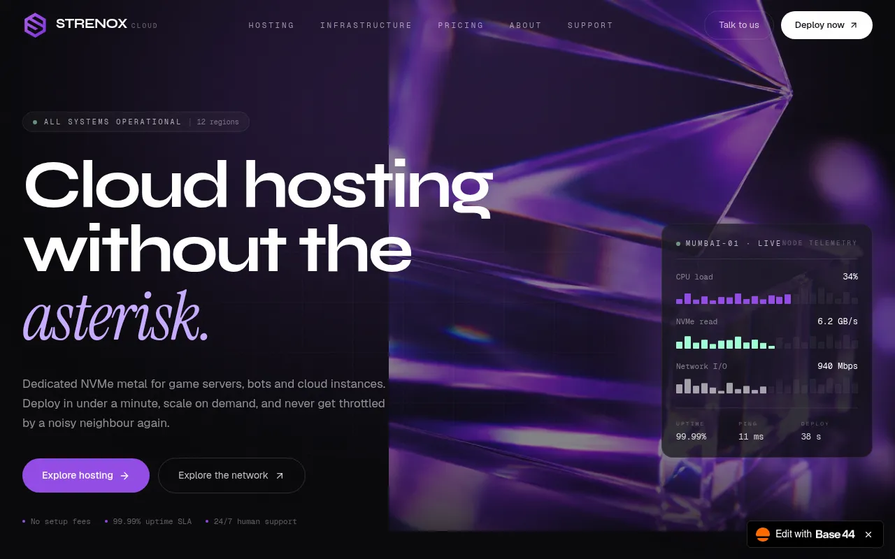 Screenshot of strenoxcloud.base44.app