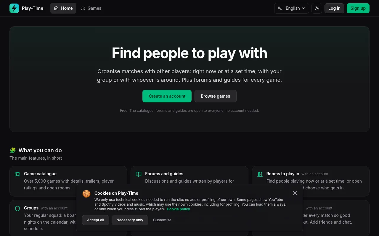 Screenshot of play-time.party
