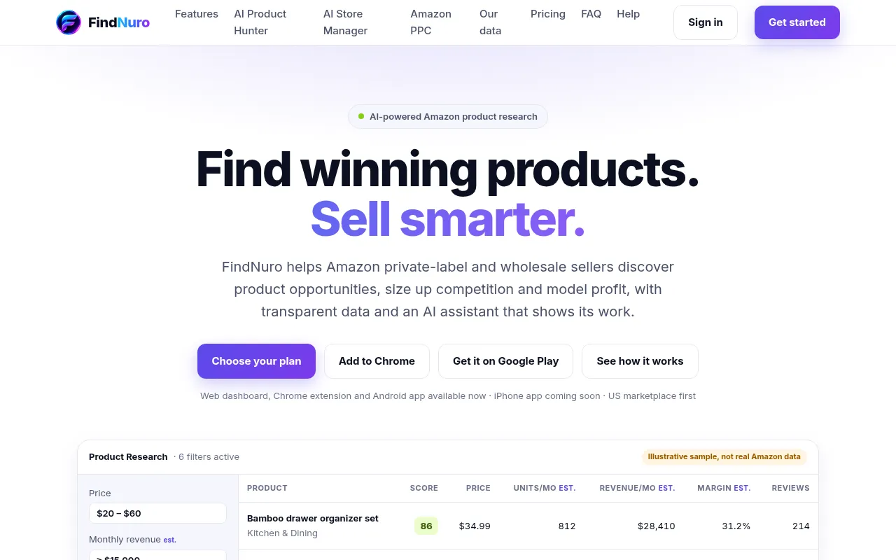 Screenshot of findnuro.com