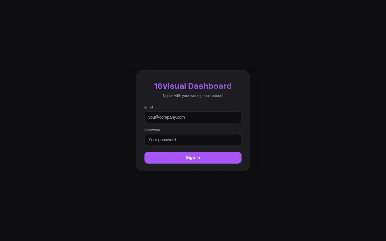 Screenshot of dashboard.16visual.id