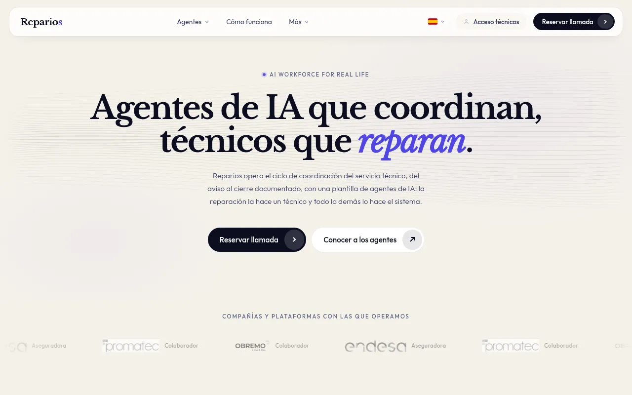 Screenshot of reparios.com
