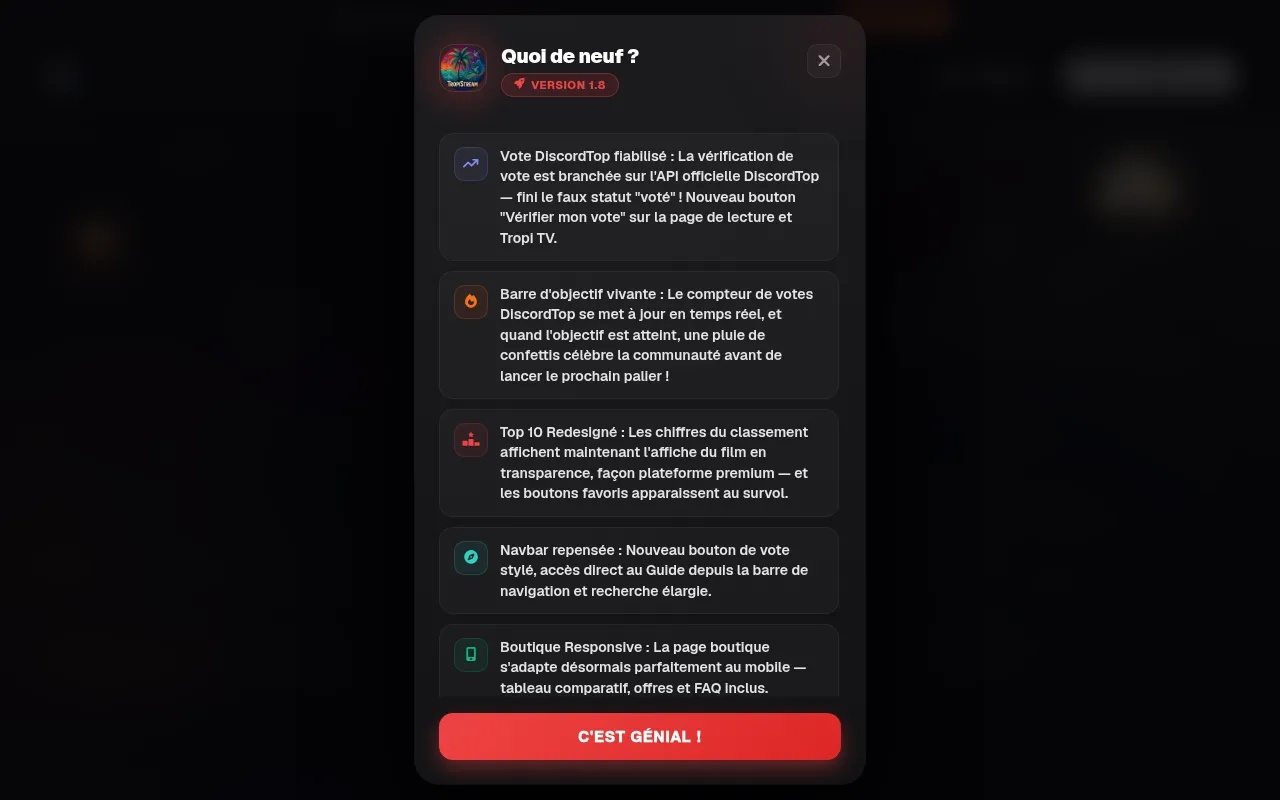Screenshot of tropistream.fr