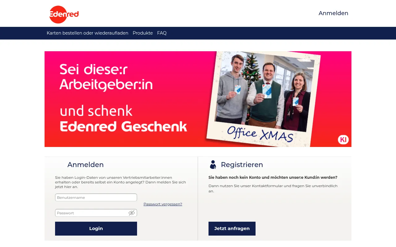 Screenshot of kunde.edenred.at