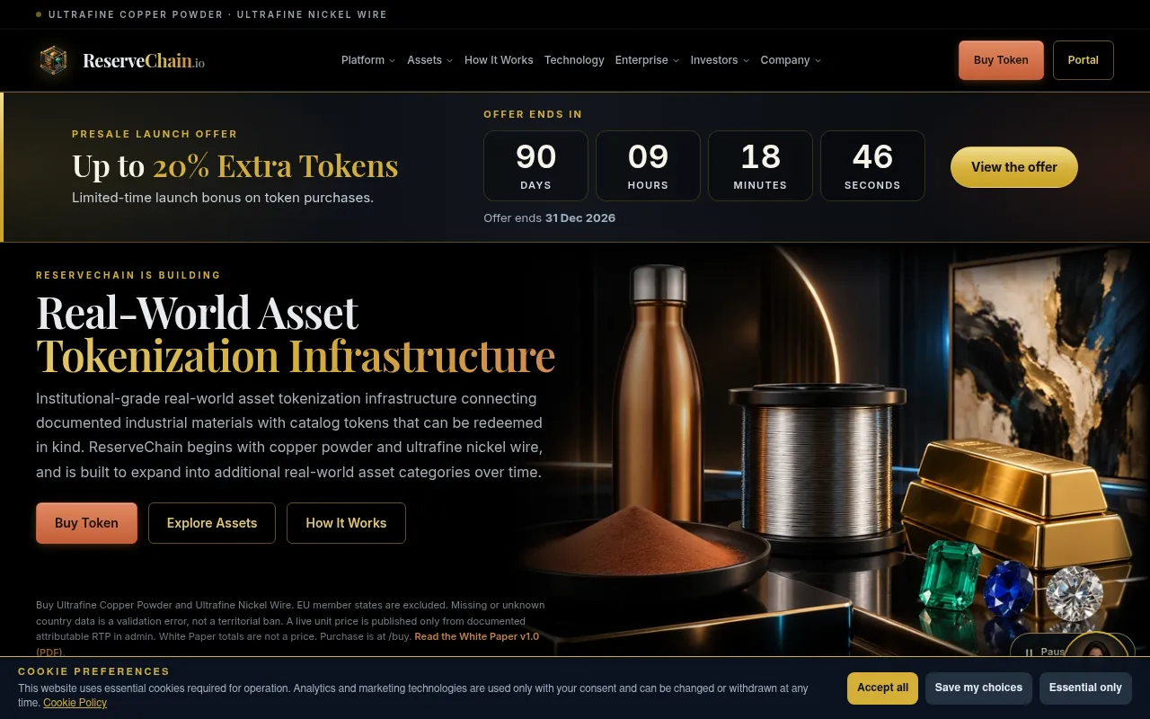 Screenshot of reservechain.io
