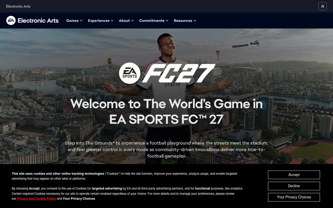 Screenshot of ea.com