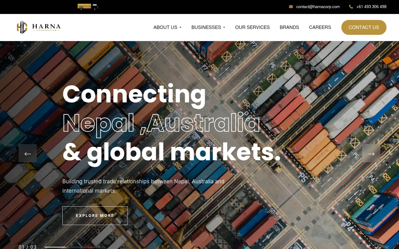 Screenshot of harnacorp.com