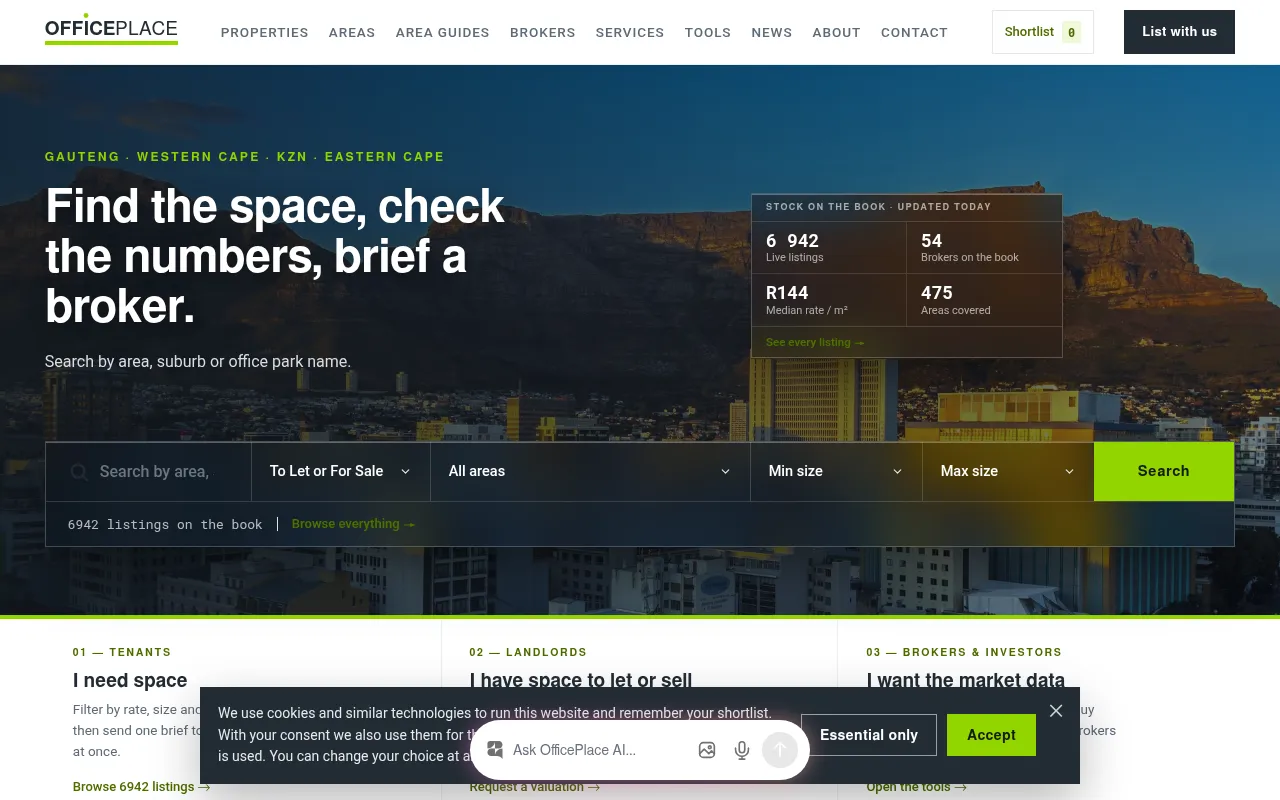 Screenshot of officeplace.co.za