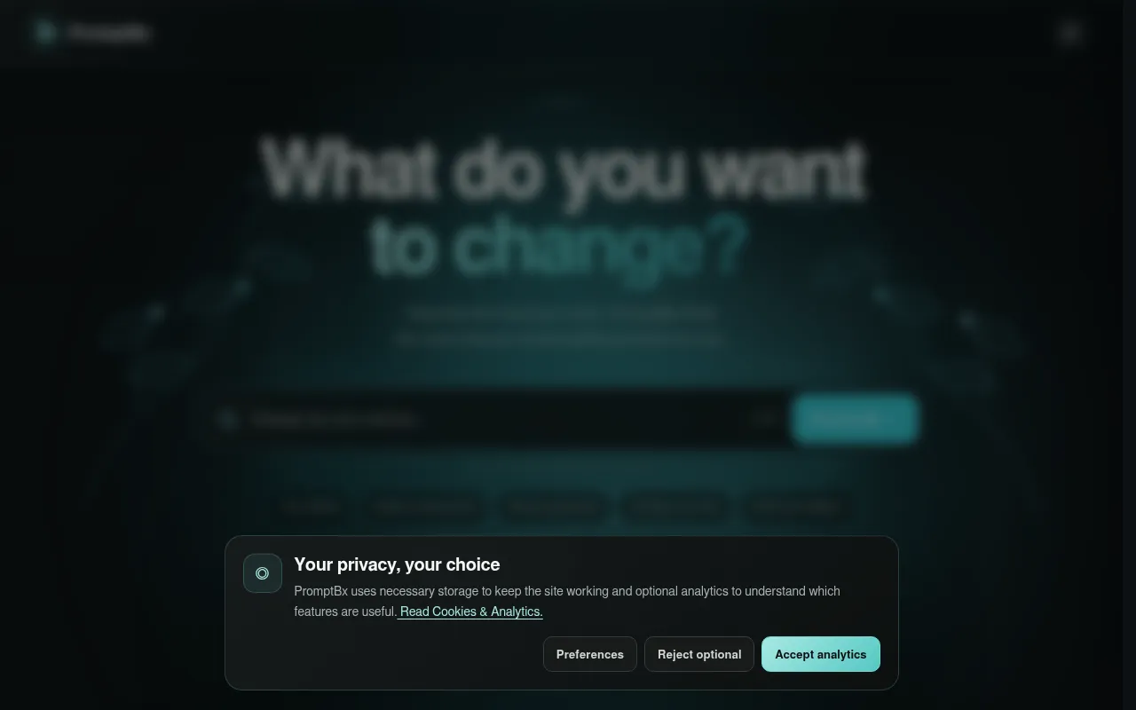 Screenshot of promptbx.com
