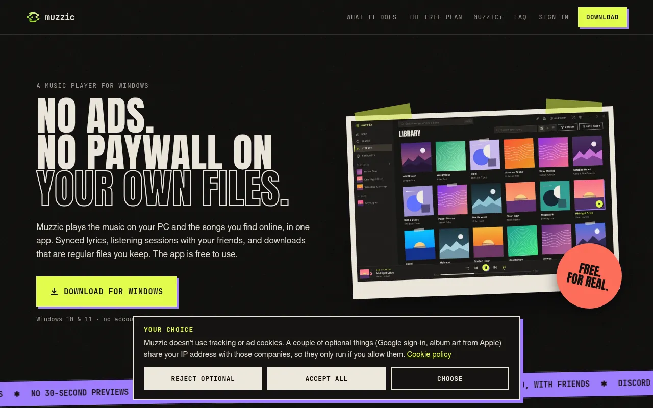 Screenshot of muzzic.app