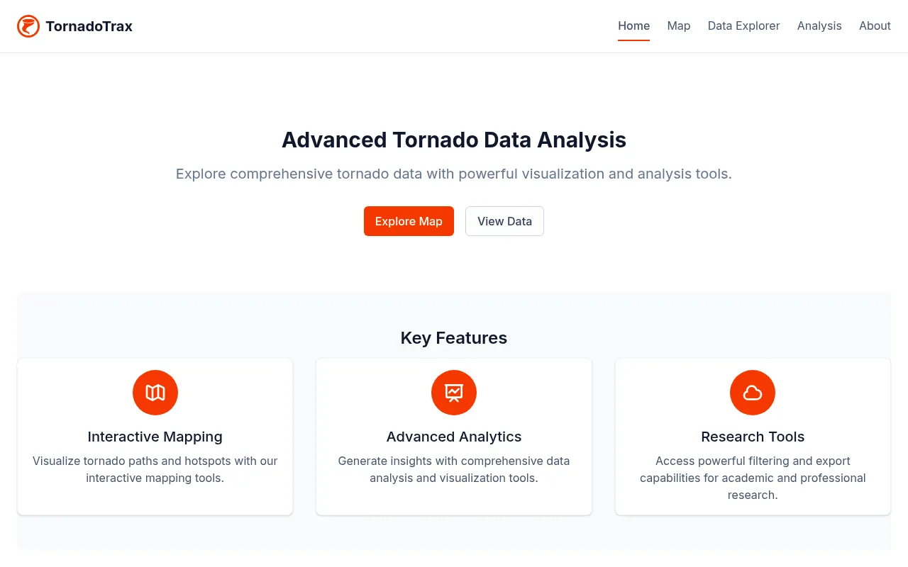 Screenshot of tornadotrax.com