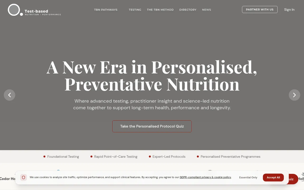 Screenshot of test-basednutrition.com