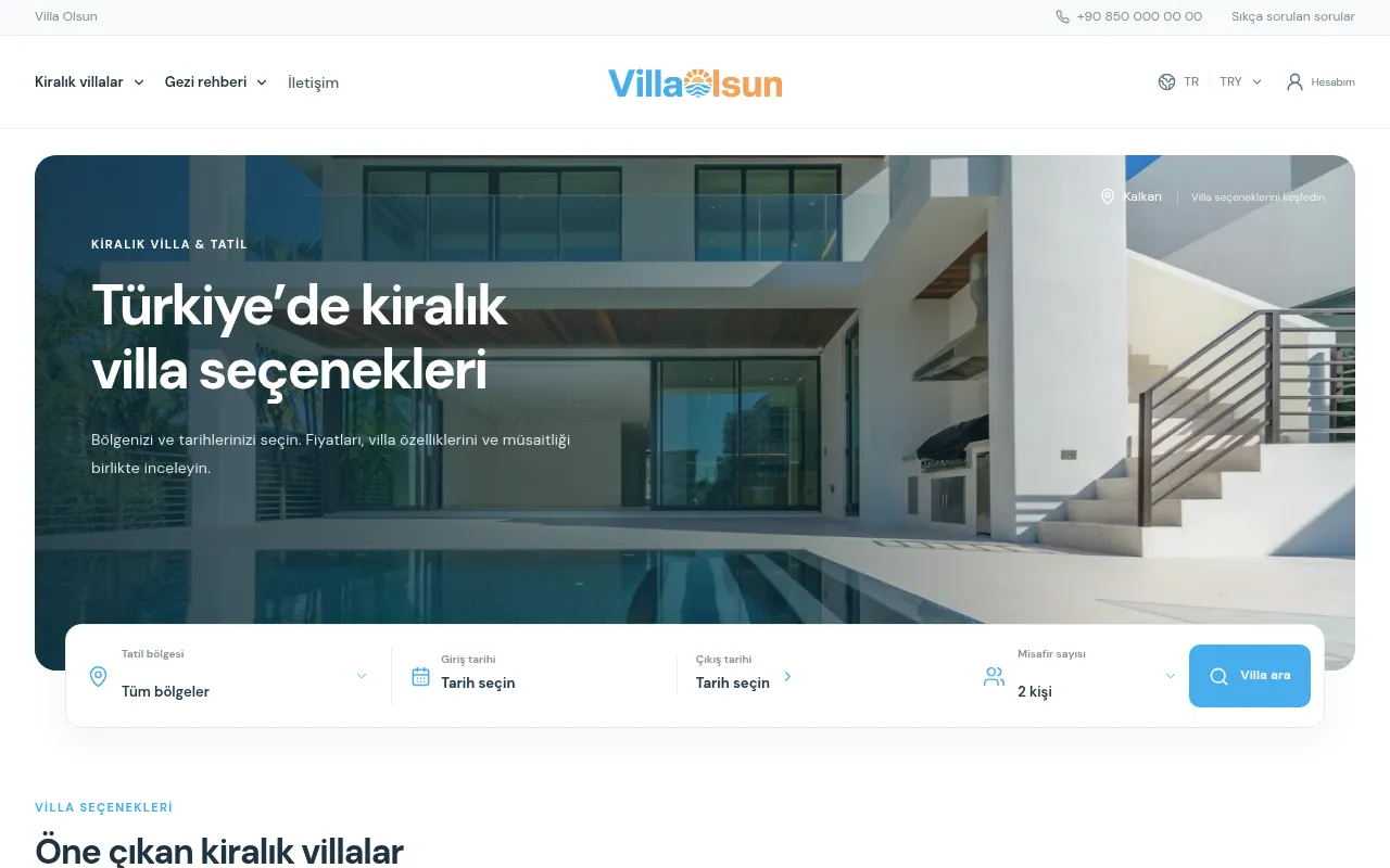 Screenshot of villaolsun.com