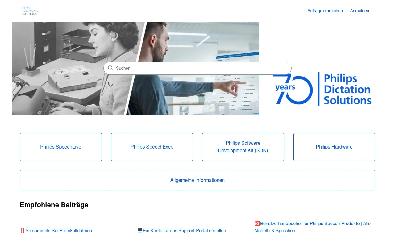 Screenshot of support.speech.com