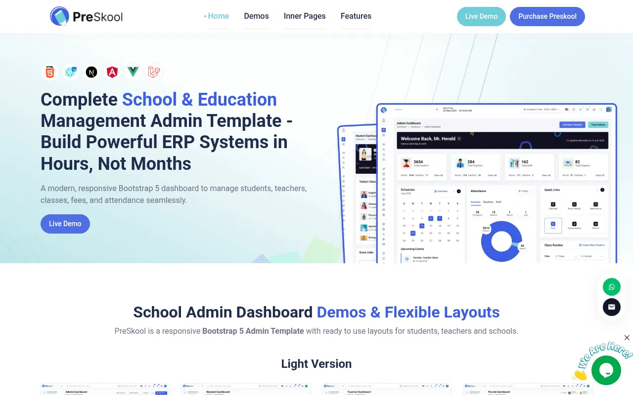 Screenshot of preskool.dreamstechnologies.com