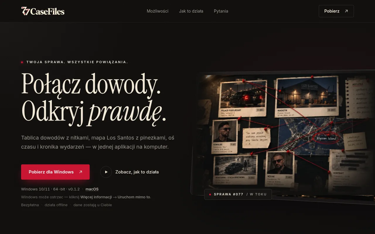 Screenshot of 77casefiles.online