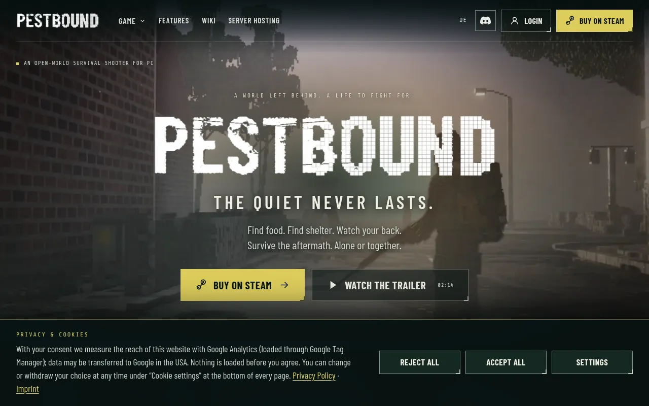 Screenshot of pestbound.com