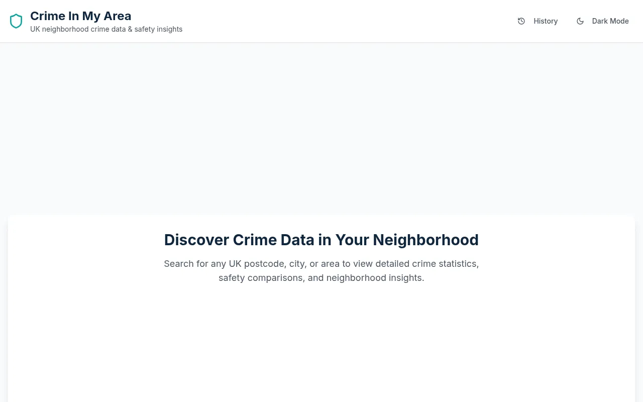 Screenshot of crimeinmyarea.com