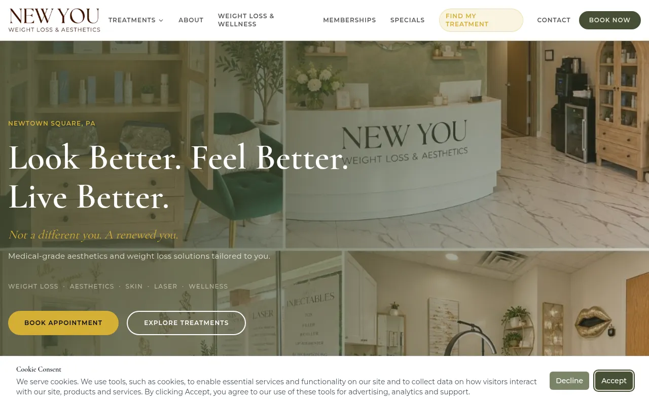 Screenshot of newyouaestheticspa.com