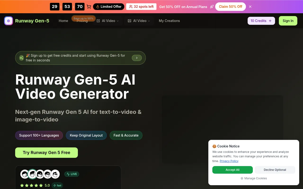 Screenshot of runwaygen5.org
