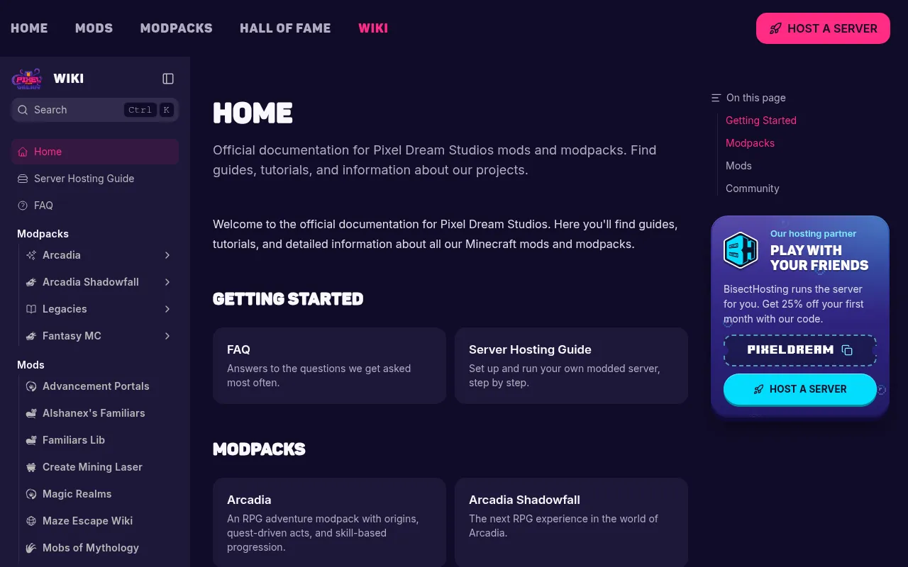 Screenshot of wiki.pixeldreamstudios.net