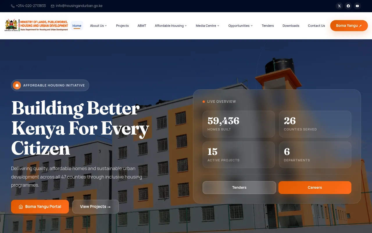Screenshot of housingandurban.go.ke