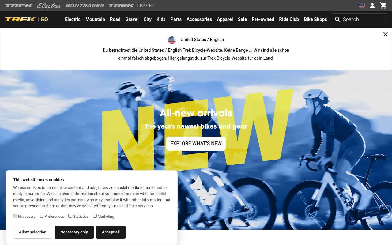Screenshot of trekbikes.com