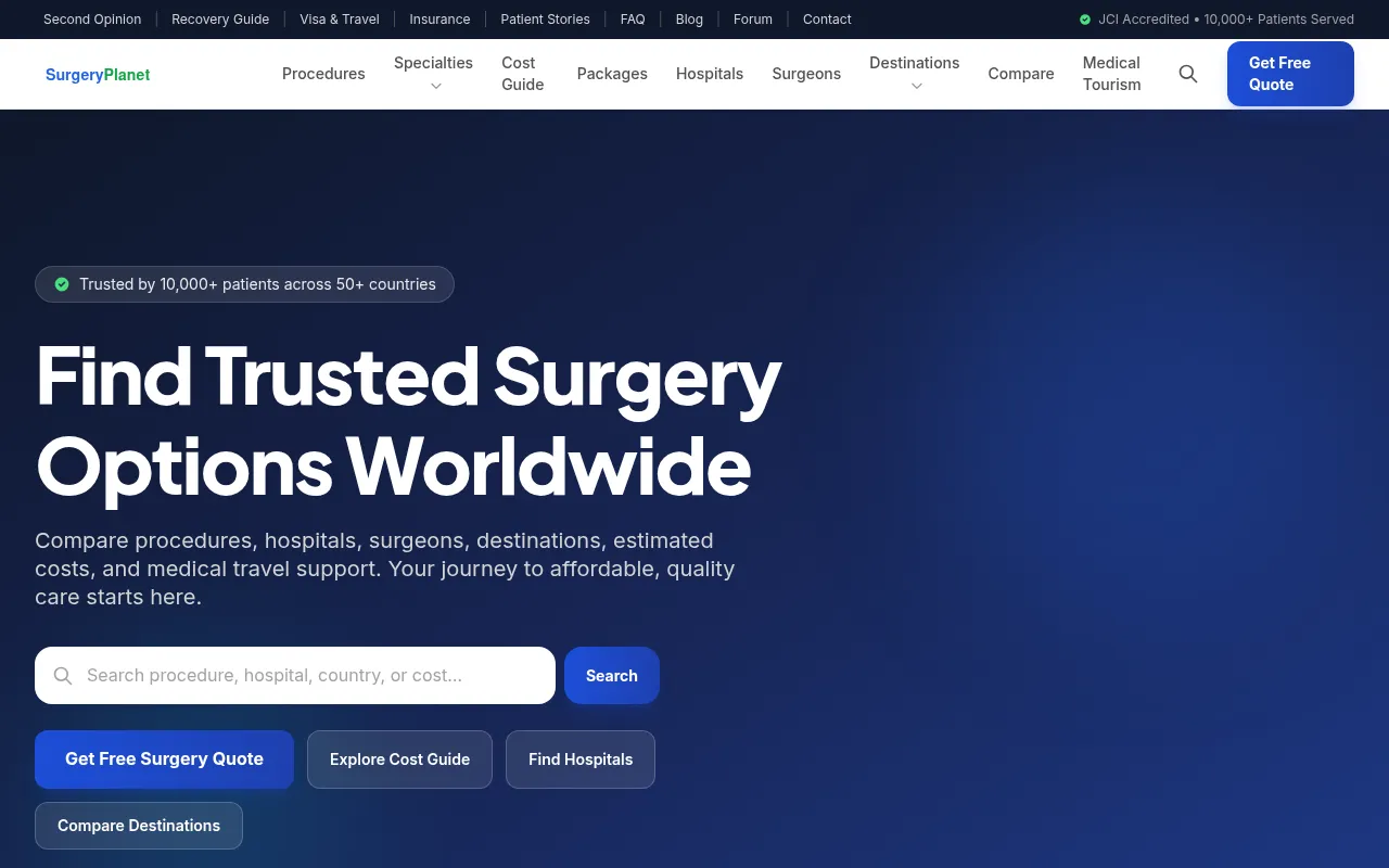 Screenshot of surgeryplanet.com