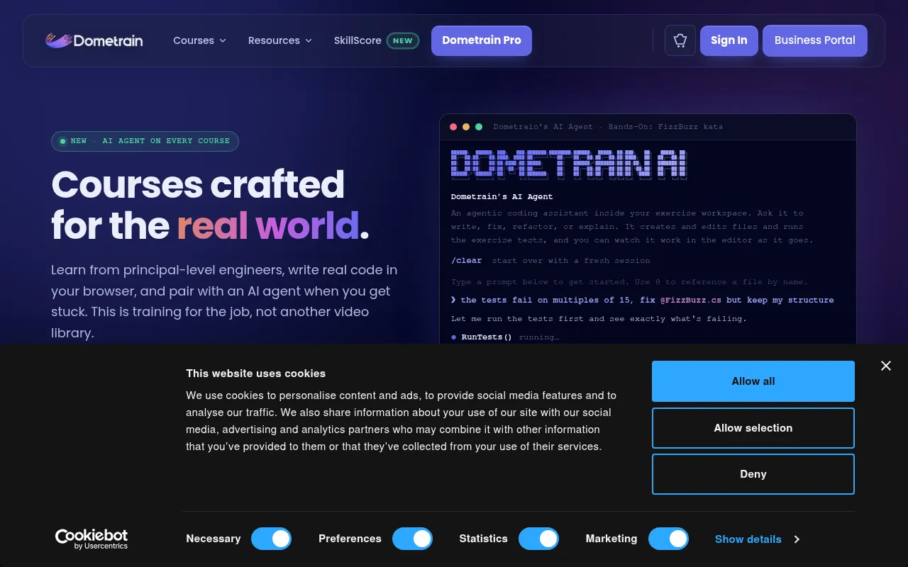 Screenshot of dometrain.com