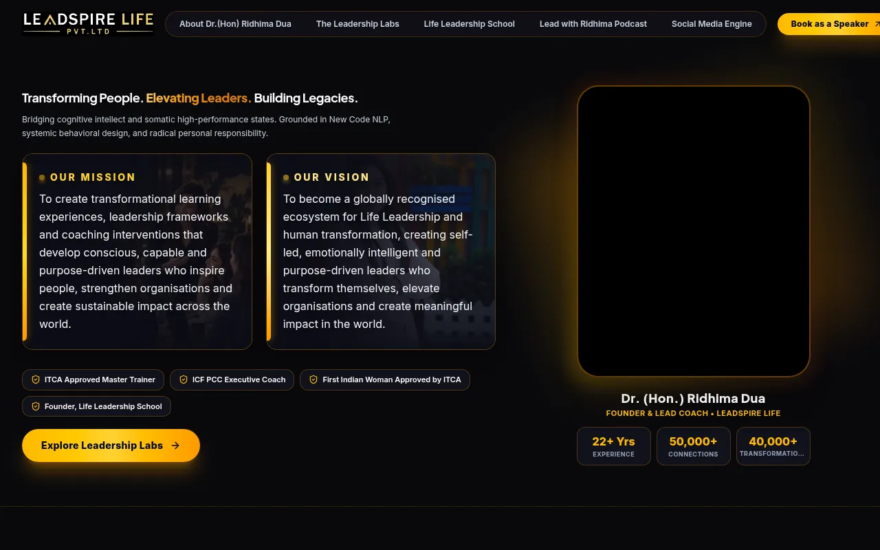 Screenshot of leadspirelife.com