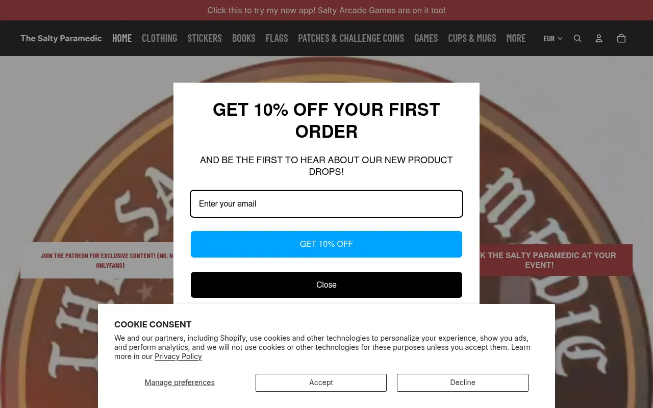 Screenshot of shop.thesaltyparamedic.com