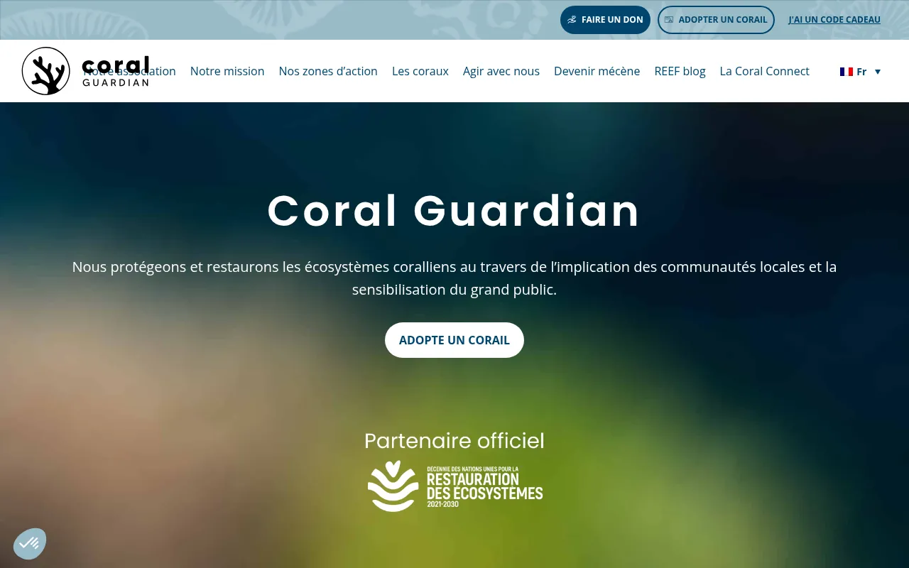 Screenshot of coralguardian.org