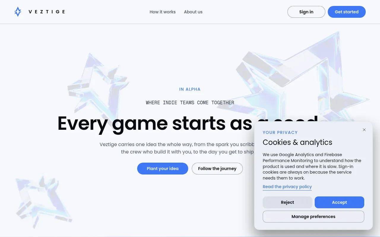 Screenshot of veztige.com